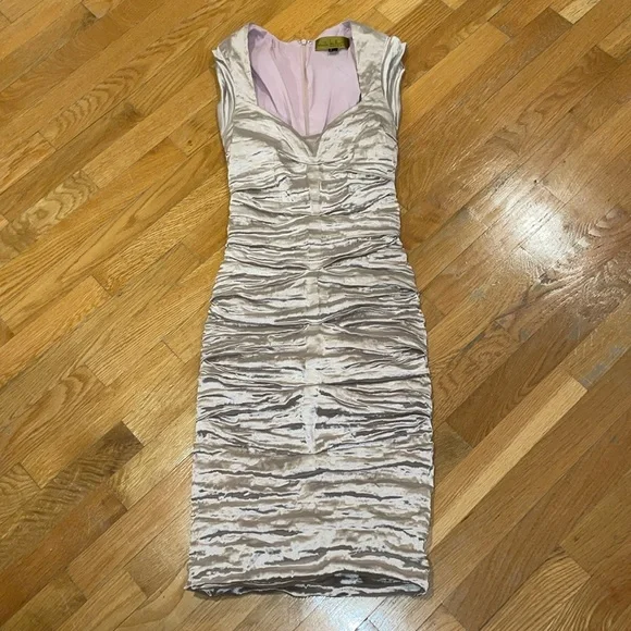 Nicole Miller Dresses | Nicole Miller Metallic Ruched Dress Size 4 | Color: Pink | Size: 4 | Mrormr's Closet